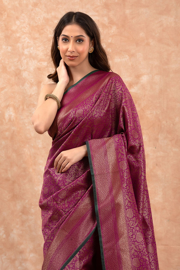 Deep Purple Ethnic Woven Casual SIlk Saree