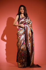 Women In Purple Paithani Woven Casual Silk Saree At Chinaya Banaras