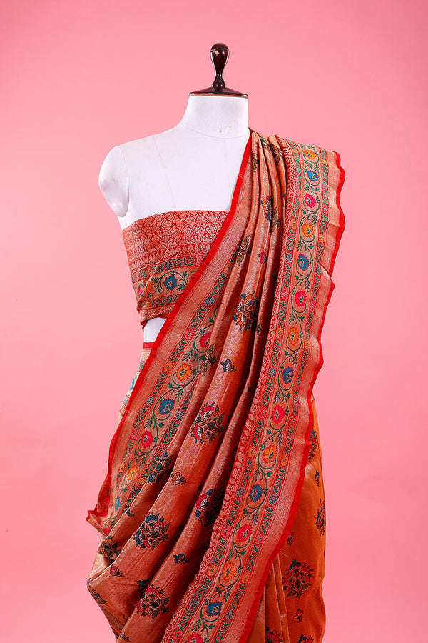 True Red Paithani Woven Casual Silk Saree - Chinaya Banaras