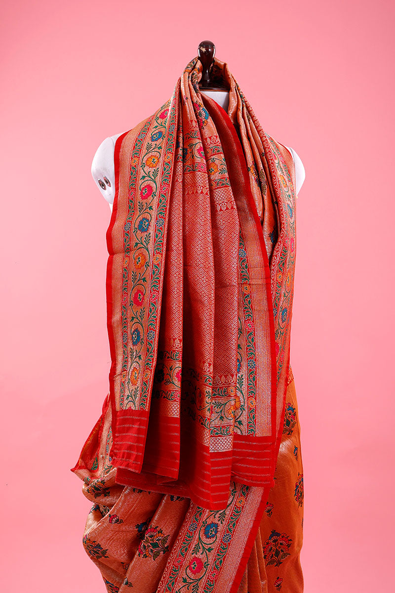 True Red Paithani Woven Casual Silk Saree