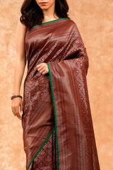 Maroon Ethnic Woven Silk Saree