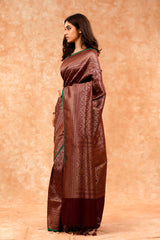 Maroon Ethnic Woven Silk Saree