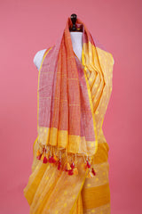 Sunflower Yellow Woven Linen Saree