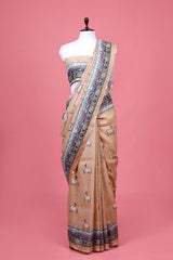 Pichwai & Floral  Linen  Saree