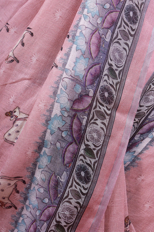 Pichwai Printed Linen Saree