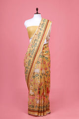 Linen saree, Pure Linen Saree, yellow saree, Soft Linen Saree, daily wear saree