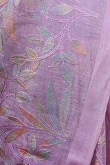 Floral Embroidered Pure Linen Saree