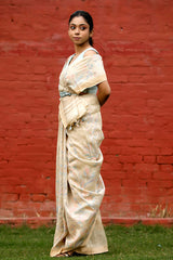 Floral Embroidered Pure Linen Saree