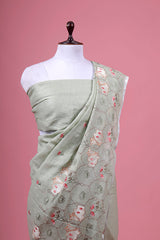 Pichwai Embroidered Linen Saree