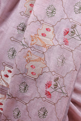 Pichwai Embroidered Linen Saree