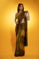 Rama Green Rangkat Handwoven Raw Silk Saree