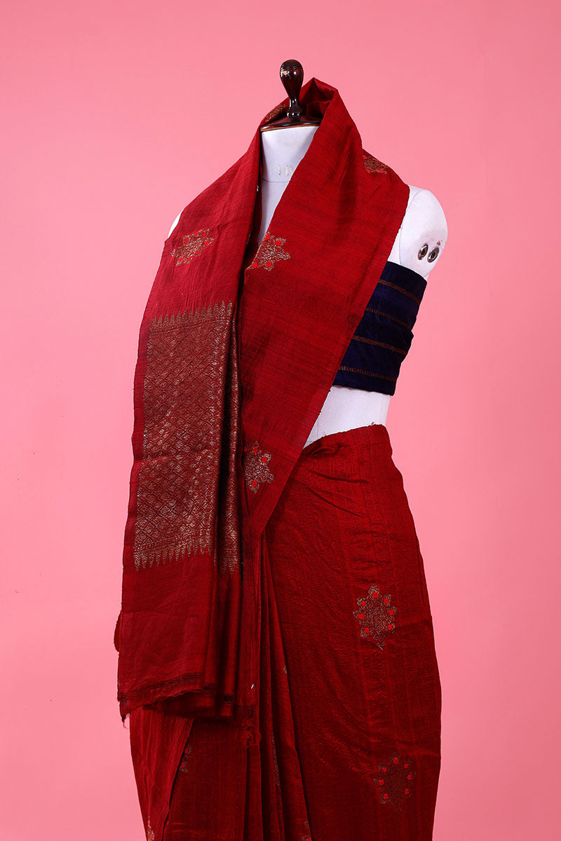 Ethnic Handwoven Raw Silk Saree - Chinaya Banaras