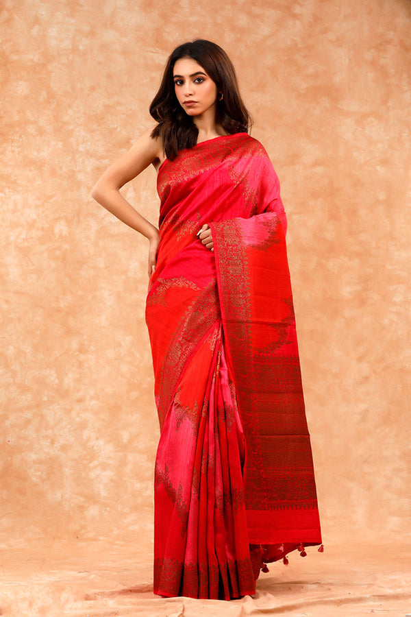 Rangkat Handwoven Raw Silk Saree By Chinaya Banaras