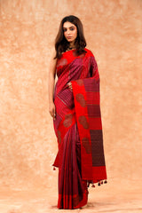 Maroon saree, raw silk saree, wedding saree, bridal saree, party wear saree, Wedding Saree