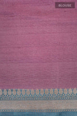 Dusty Purple Striped Rangkat Woven Tussar Khaddi Silk Saree - Chinaya Banaras