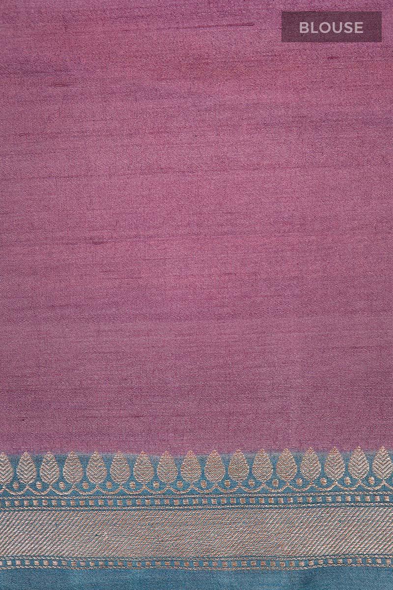 Dusty Purple Striped Rangkat Woven Tussar Khaddi Silk Saree