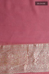 Pastel Mauve Meenakari Floral Jaal Georgette Khaddi Silk Saree