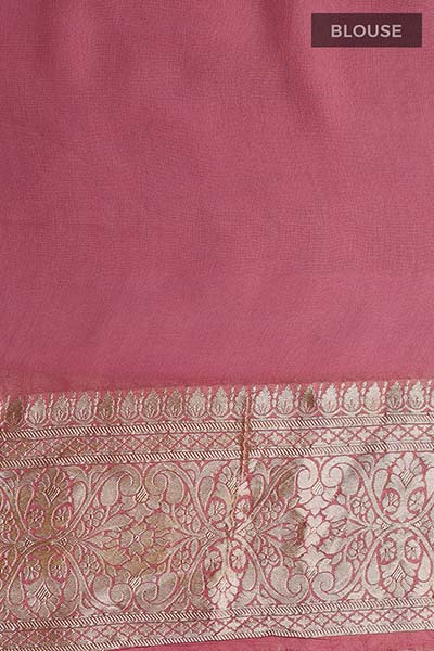 Pastel Mauve Meenakari Floral Jaal Georgette Khaddi Silk Saree - Chinaya Banaras