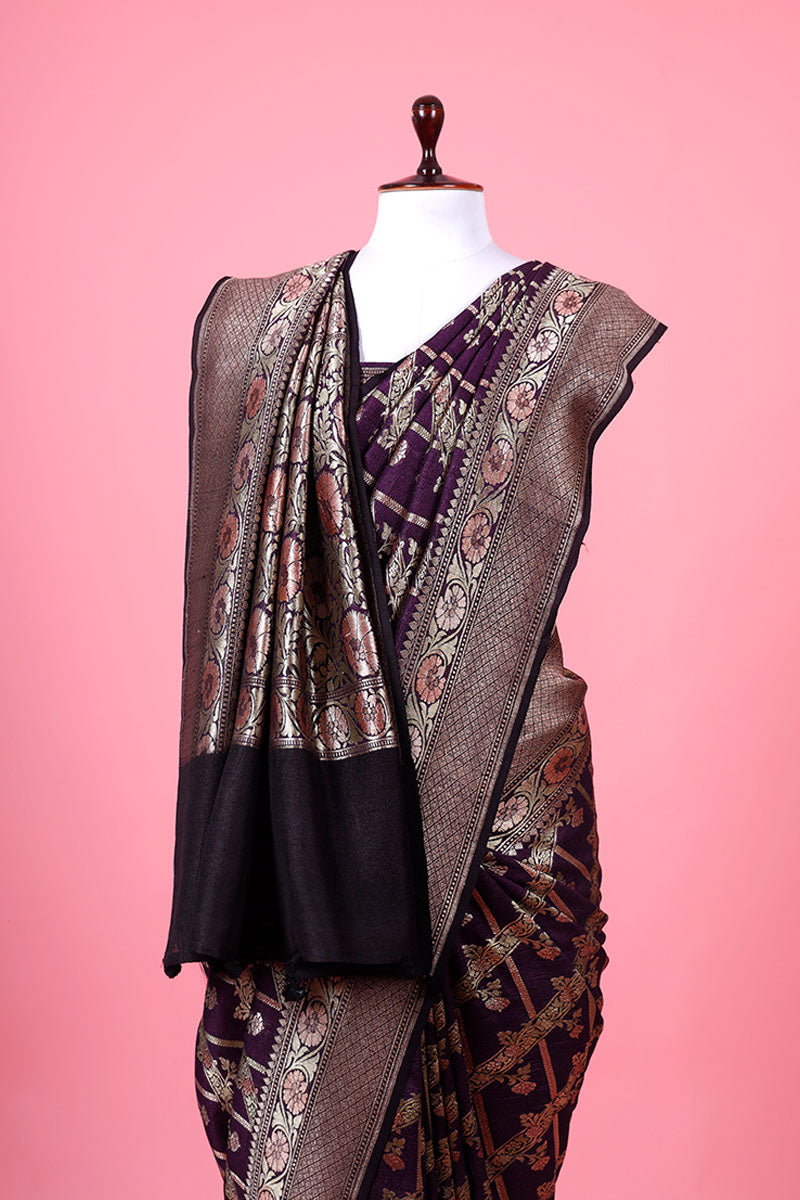 Handwoven Tussar Khaddi Silk Saree - Chinaya Banaras