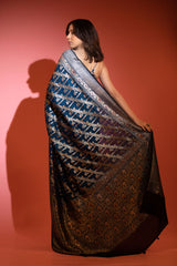 Classic Blue Handwoven Tussar khaddi Silk saree