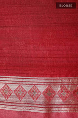 Onion Pink Handwoven Tussar Khaddi Silk Saree - Chinaya Banaras