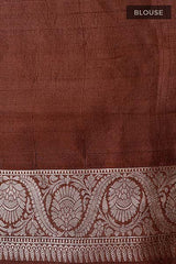 Dusty Mauve Rangkat Woven Tussar Khaddi Silk Saree - Chinaya Banaras