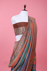 Dusty Mauve Rangkat Woven Tussar Khaddi Silk Saree - Chinaya Banaras