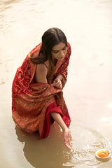Maroon Pichwai Woven Crepe Saree
