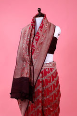 Deep Magenta Handwoven Tussar Khaddi Silk Saree - Chinaya Banaras