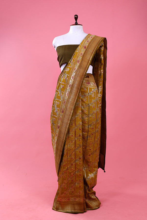 Yellow saree, Tussar silk saree, khaddi saree, Banarasi saree, party wear saree, Wedding Saree