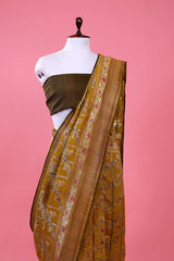 Handwoven Tussar Khaddi Silk Saree - Chinaya Banaras