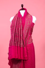 Magenta Pink Ethnic Woven Crepe Khaddi Silk Saree' - Chinaya Banaras