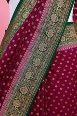 Purple Ethnic Handwoven Georgette Khaddi Silk Saree - Chinaya Banaras