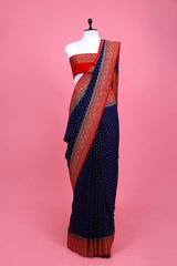 royal blue saree, Georgette saree, khaddi saree, Banarasi saree, party wear, wedding Saree