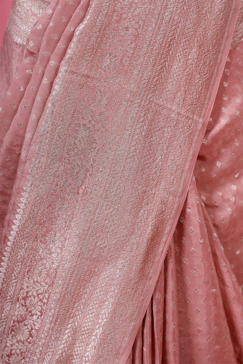 Pastel Peach Crepe Saree