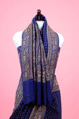 Navy Blue Ethnic Woven Crepe Khaddi Silk Saree