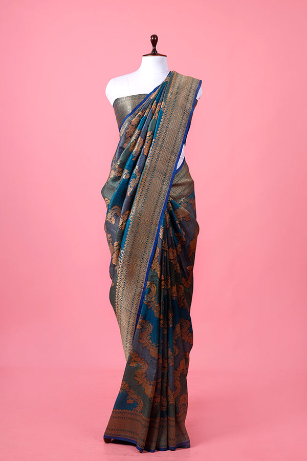 Blue Silk Saree By Chinaya Banaras