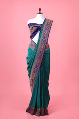Crepe Saree, Crepe silk saree, silk saree, teal saree, wedding saree, party wear saree​