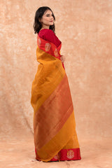 Mustard Yellow Woven Banarasi Cotton Saree - Chinaya Banaras