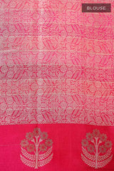 Barbie Pink Woven Banarasi Cotton Saree - Chinaya Banaras