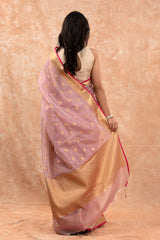 Lilac Ethnic Woven Banarasi Cotton Saree