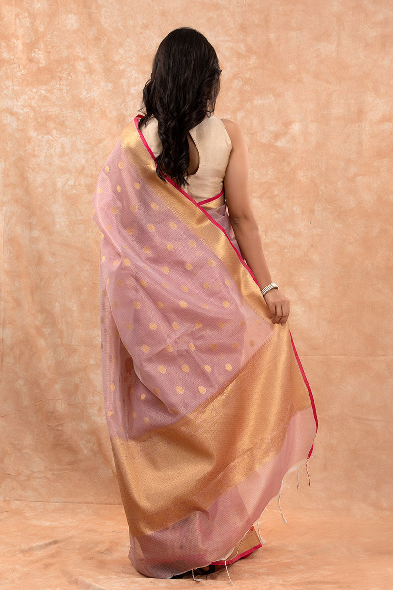 Lilac Ethnic Woven Banarasi Cotton Saree