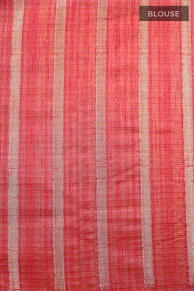 Peachy Pink Woven Banarasi Cotton Saree - Chinaya Banaras