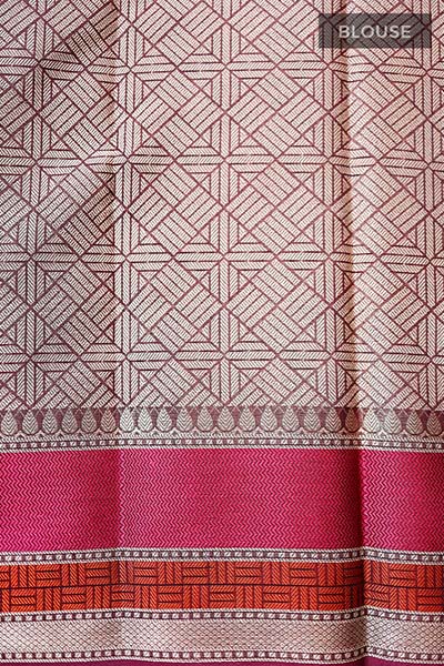 Violet Geometrical Woven  Banarasi Cotton Saree