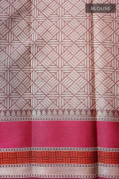 Violet Geometrical Woven Banarasi Cotton Saree - Chinaya Banaras