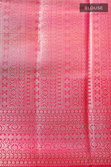 Salmon Peach Woven banarasi Cotton Saree - Chinaya Banaras