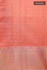 Coral Peach Woven Banarasi Cotton Saree - Chinaya Banaras