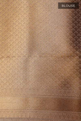 French Beige Ethnic Woven Banarasi Cotton Saree