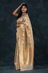 Pale Gold Traditional Woven Banarasi Cotton Saree