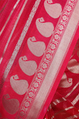 Pink Ethnic Woven Banarasi Cotton Saree - Chinaya Banaras